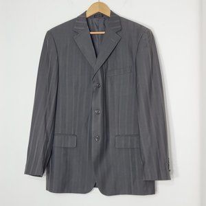 Styled in Italy Men's Gray Pinstriped  3-Button Front Pockets Suit Jacket Blazer